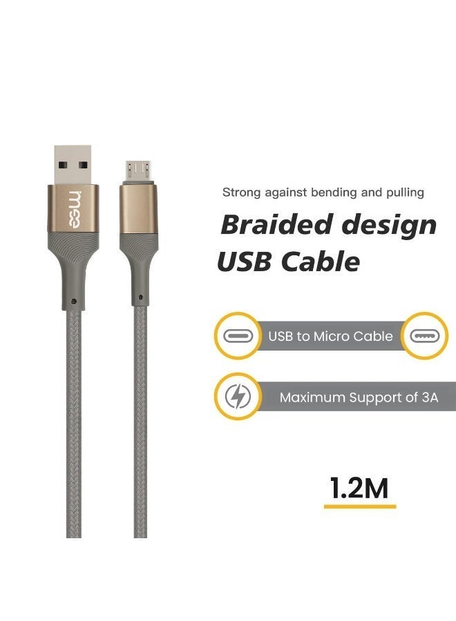 آیمی كابل شحن سريع من نوع Micro USB بطول 1.2 متر - 3 أمبير، مصنوع من النايلون المضفر، مزود بمحول USB إلى Micro لنقل البيانات بسرعة مزامنة تصل إلى 480 ميجابت في الثانية، سلك مقاوم للتشابك ويدوم طويلاً، متوافق مع الهواتف الذكية، وبنوك الطاقة، ومكبرات الصوت - IM-DC101 - Image 4